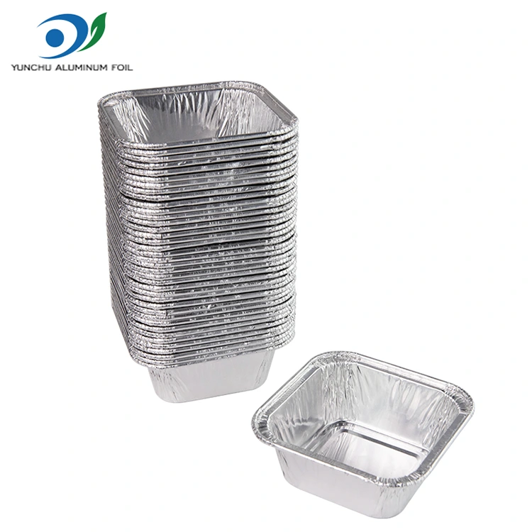 مقلاة الهواء المربعة حاويات رقائق الألومنيوم الفضية