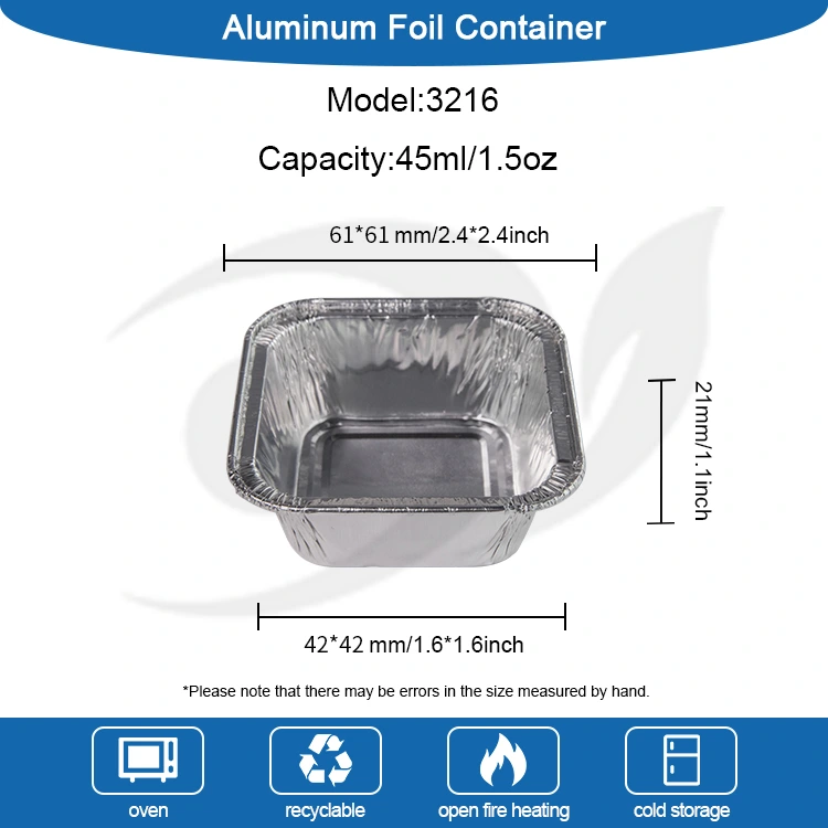 مقلاة الهواء المربعة حاويات رقائق الألومنيوم الفضية