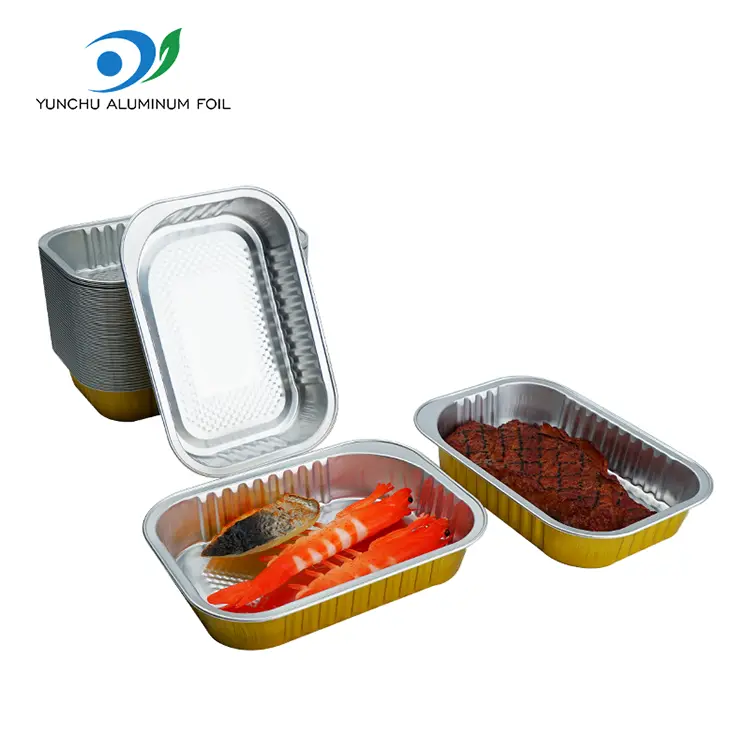 مربع الوجبات الجاهزة تناول حاويات رقائق الألومنيوم الذهبية مربع الوجبات الجاهزة تناول حاويات رقائق الألومنيوم الذهبية