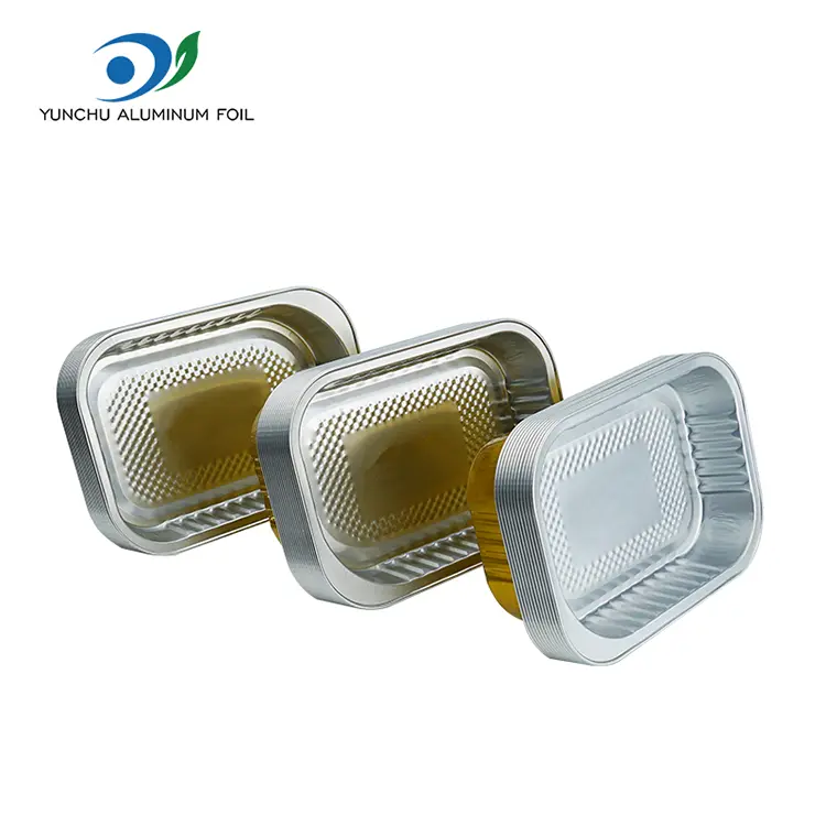 مربع الوجبات الجاهزة تناول حاويات رقائق الألومنيوم الذهبية